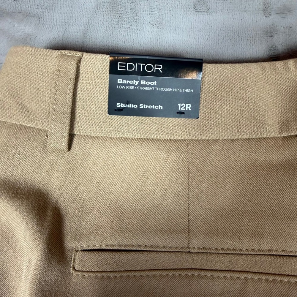 Express Editor Barely Boot Pants Tan Khaki Studio Stretch Low Rise 12R NWT - Picture 5 of 6